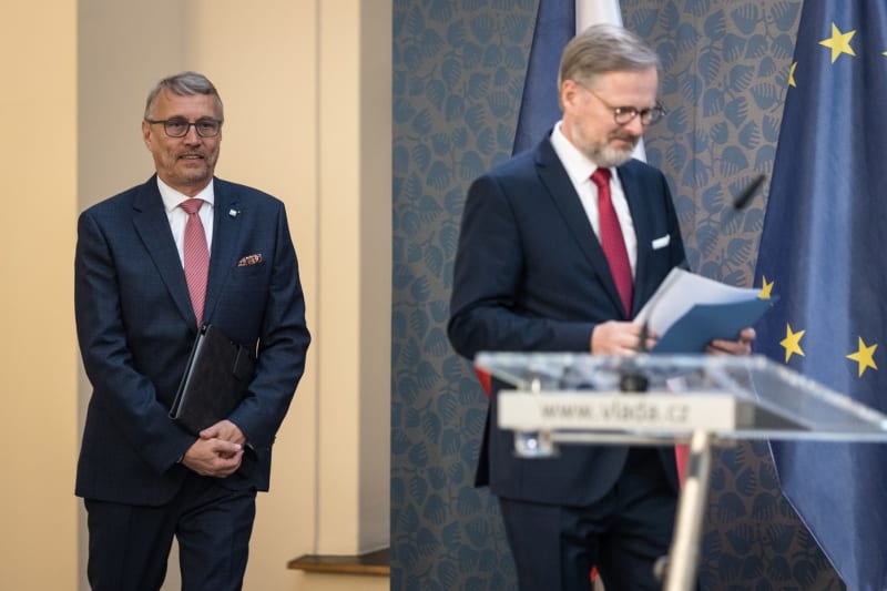 Ministr pro evropské záležitosti za Martin Dvořák (STAN) a premiér Petr Fiala (ODS) 