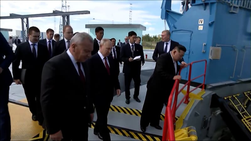 Vůdce KLDR Kim Čong-un a ruský prezident Vladimir Putin