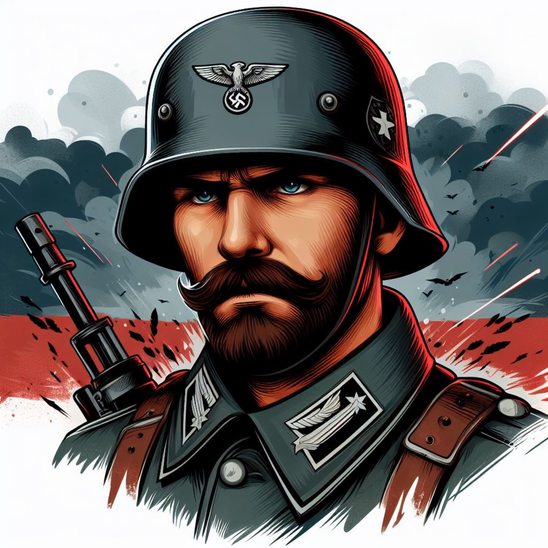 Obrázek od Microsoft Designer na zadání: německý voják, ilustrace.