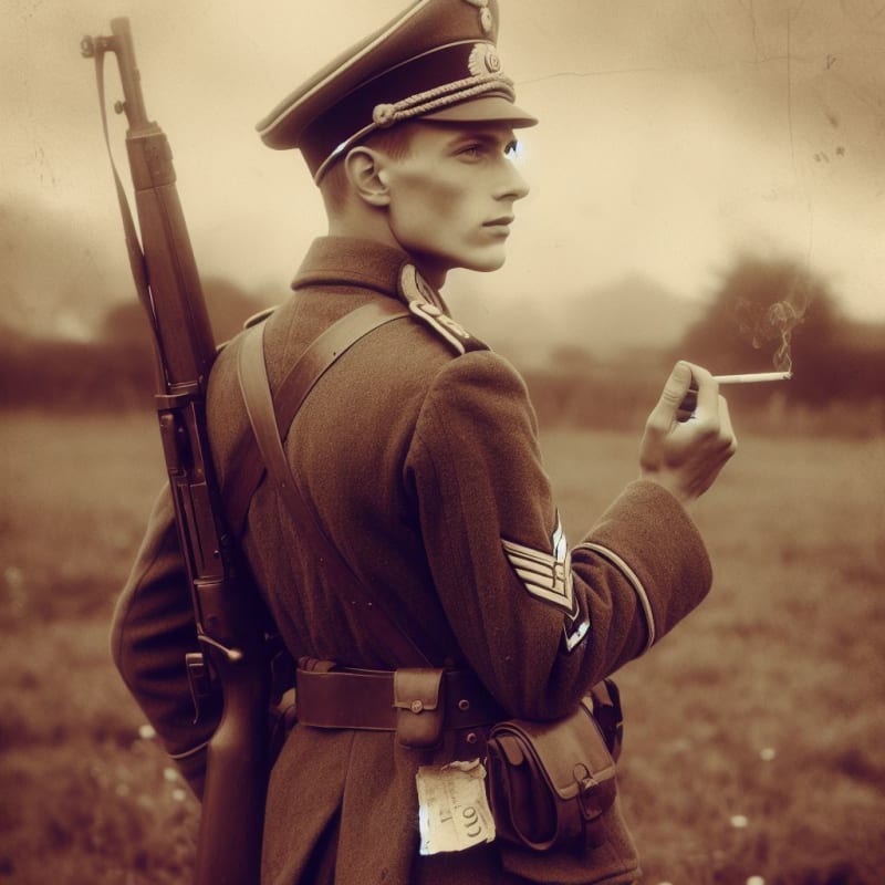 Obrázek od Microsoft Designer na zadání: německý voják, realistické foto.