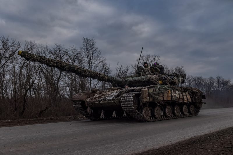 Ukrajinsky tank v Doněcke oblasti