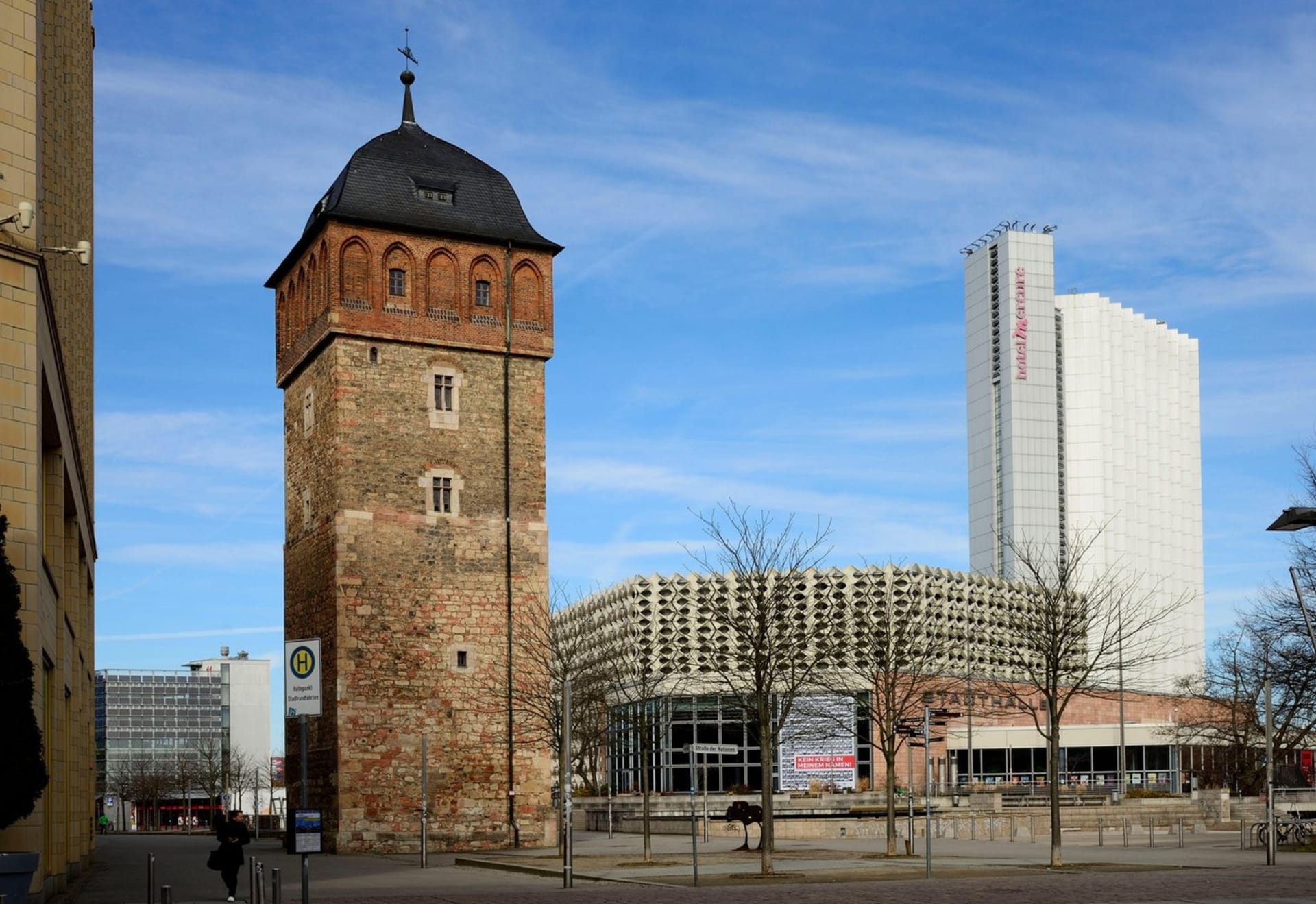 Pohled na centrum Chemnitzu, kde se stalo brutální napadení.