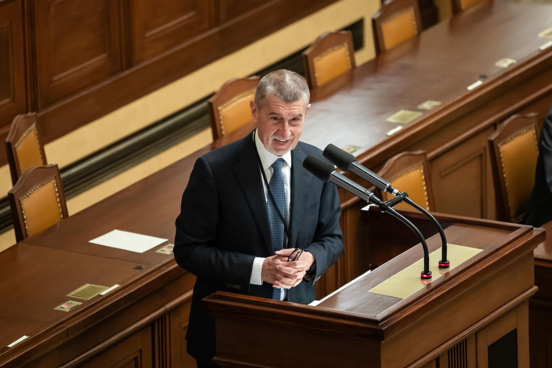 Andrej Babiš (ANO) během proslovu v Poslanecké sněmovně