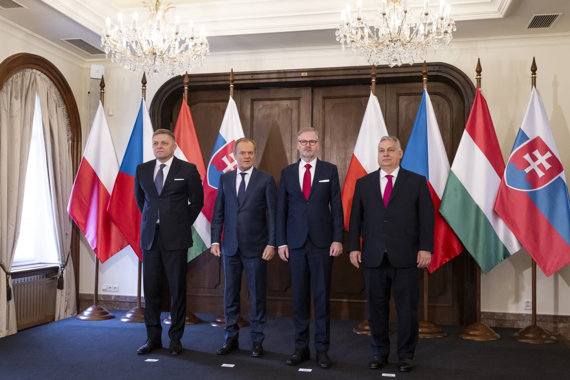 Jednání předsedy vlády Petra Fialy (ODS) s premiéry zemí Visegrádské čtyřky (27. 2. 2024)