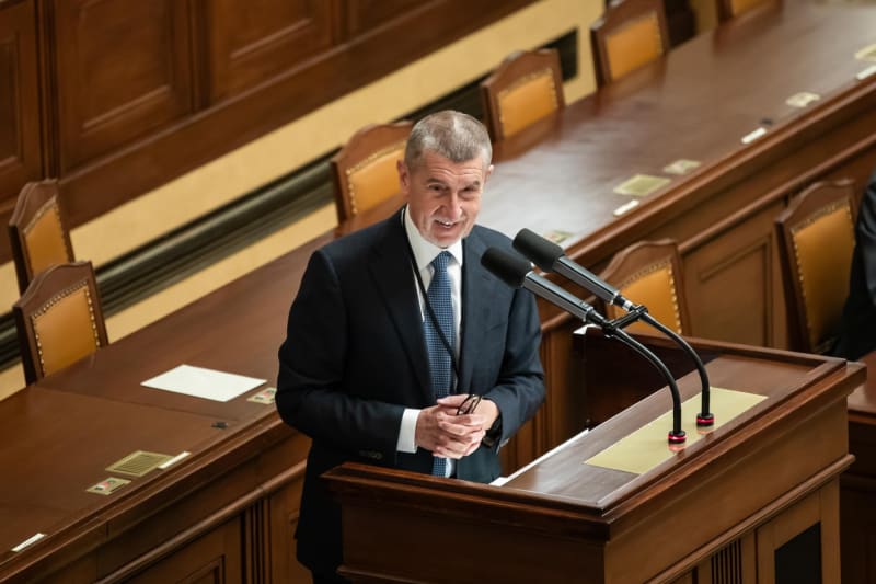 Andrej Babiš (ANO) během proslovu v Poslanecké sněmovně