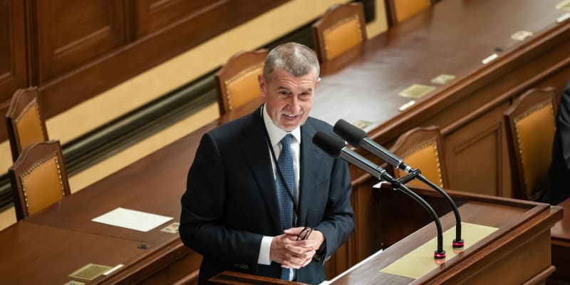 Andrej Babiš během proslovu v Poslanecké sněmovně