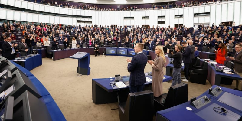 Julija Navalná při projevu v Evropském parlamentu
