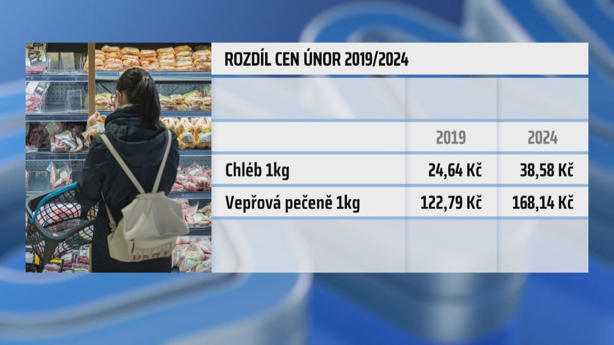 Srovnání cen potravin v roce 2019 a 2024