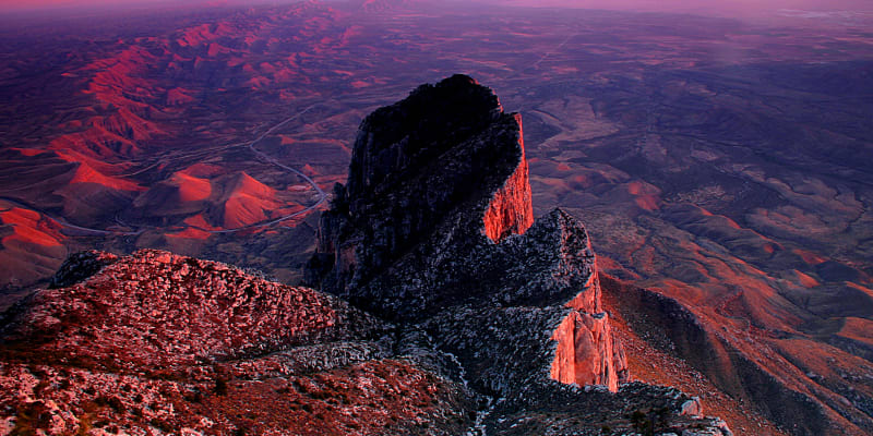 Národní park Guadalupe Mountains se pyšní čtyřmi nejvyššími vrcholy v Texasu.