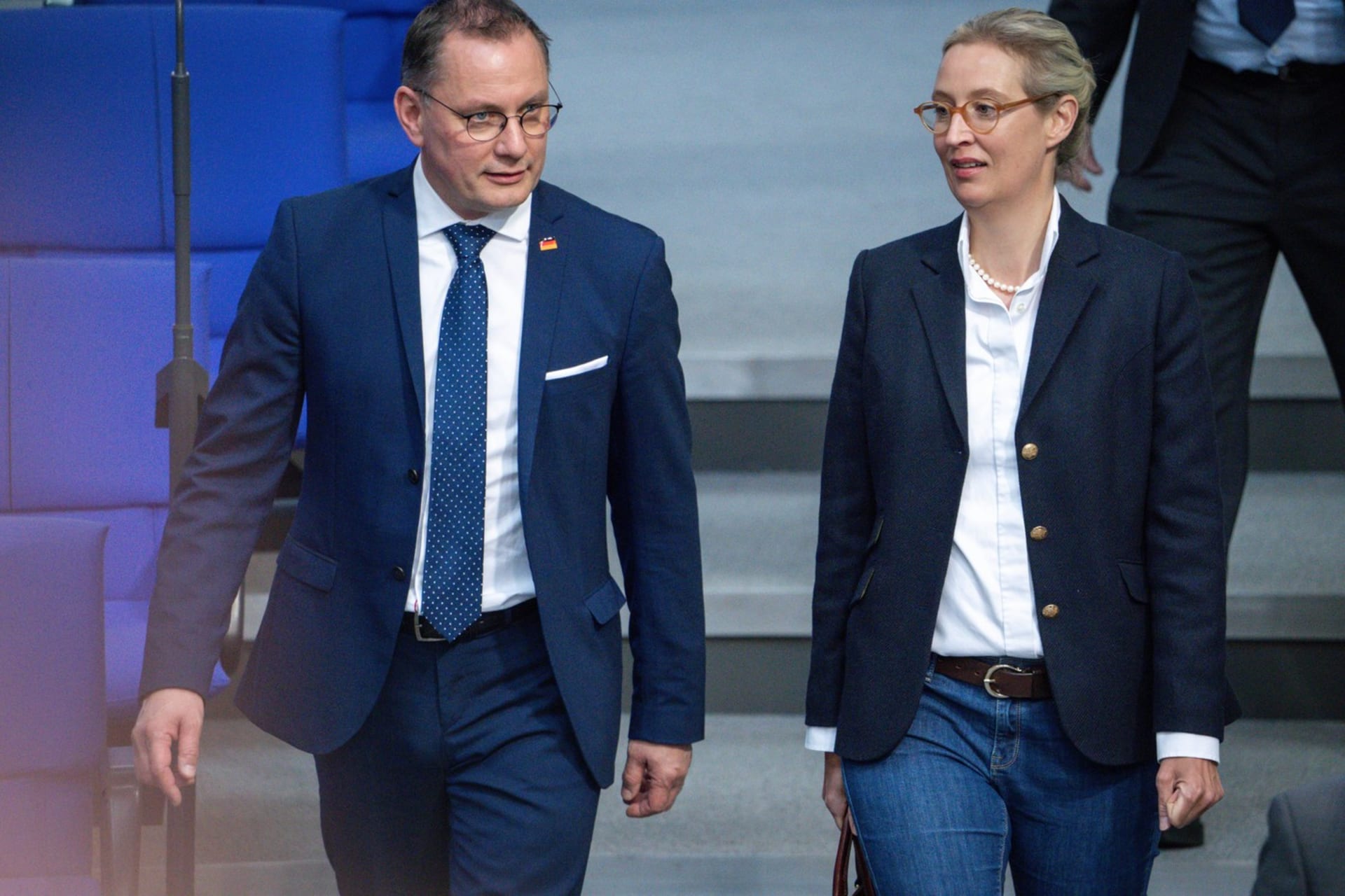 Spolupředsedové německé krajně pravicové AfD Tino Chrupalla a Alice Weidelová