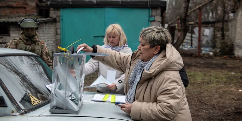 Ruské prezidentské volby probíhaly i v Doněcké oblasti na Ukrajině.