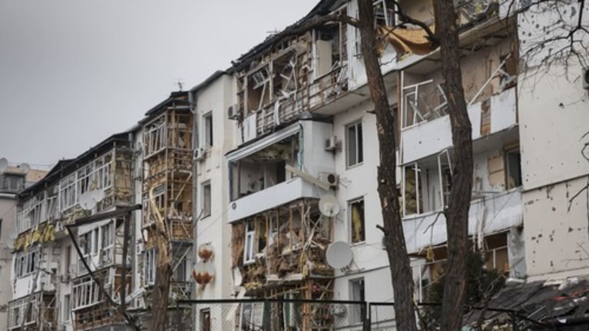 Zničený dům v Charkově (Ilustrační foto)