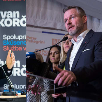 Vítězové prvního kola slovenských prezidentských voleb Ivan Korčok a Peter Pellegrini 
