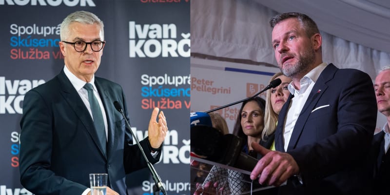 Vítězové prvního kola slovenských prezidentských voleb Ivan Korčok a Peter Pellegrini 