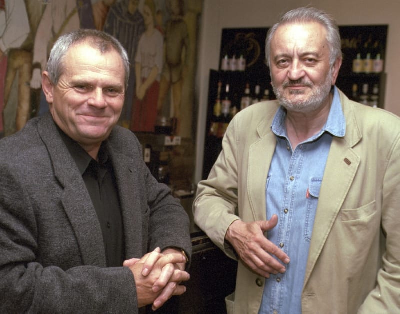 Milan Kňažko s hereckým kolegou Milanem Lasicou. 
