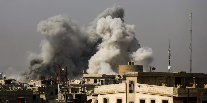 Dřívější bombardování v Sýrii (Damašek, 2017)