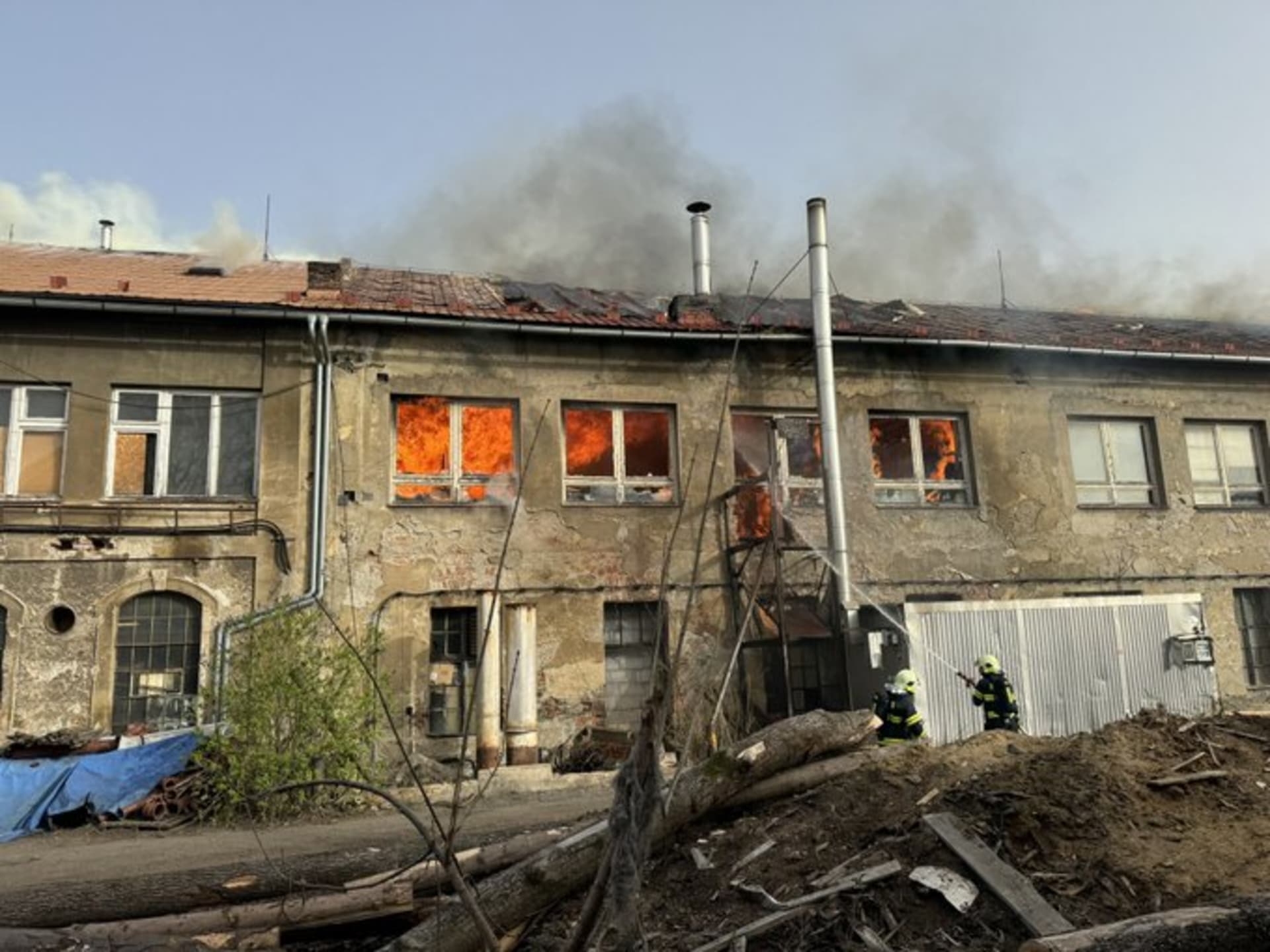 Požár pily ve Frýdlantu nad Ostravicí