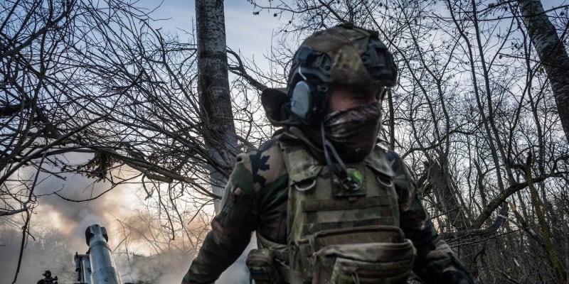Ukrajinský voják v oblasti Siversku (1. 4. 2024)