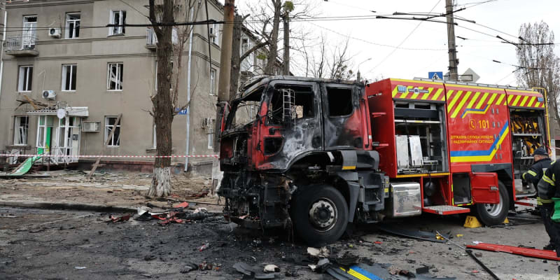 Následky ruského bombardování Charkova