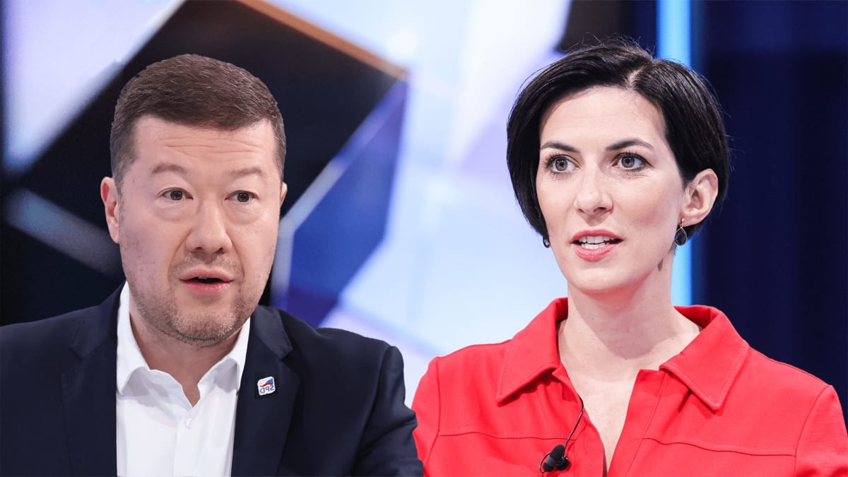 Předseda SPD Tomio Okamura a předsedkyně TOP 09 Markéta Pekarová Adamová