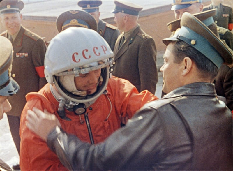 Jurij Gagarin krátce před startem