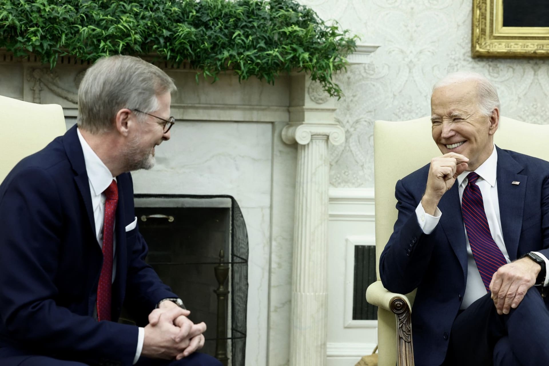 Petr Fiala a Joe Biden v Bílém domě