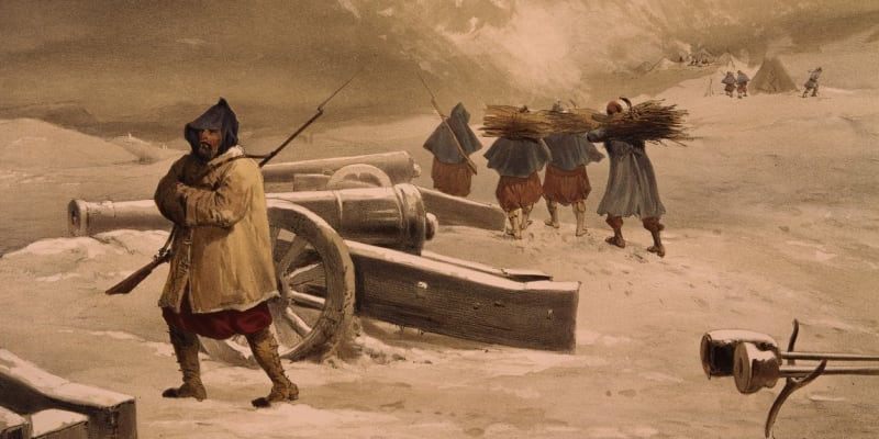 Hlídka francouzských Zuávů v zimě 1854/55