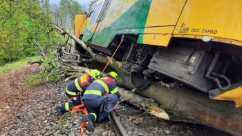Vlak na Chebsku najel do spadlého stromu. Částečně vykolejil, proběhla evakuace devíti lidí